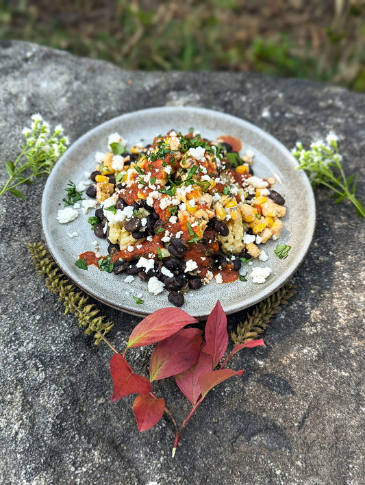 Burrito Bowl w/ Seasoned Black Beans, Elote, & Guajillo Salsa